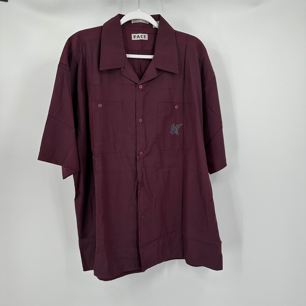 Pace Mens Vintage 90s Camp Button Down Shirt Sz XL Bowling Minimalist Streetwear